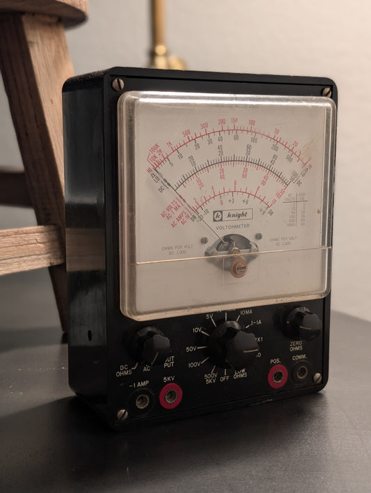 Vintage Knight Voltohmeter | Industrial Retro-Futuristic Desk Decor & Analog Tech Artifact
