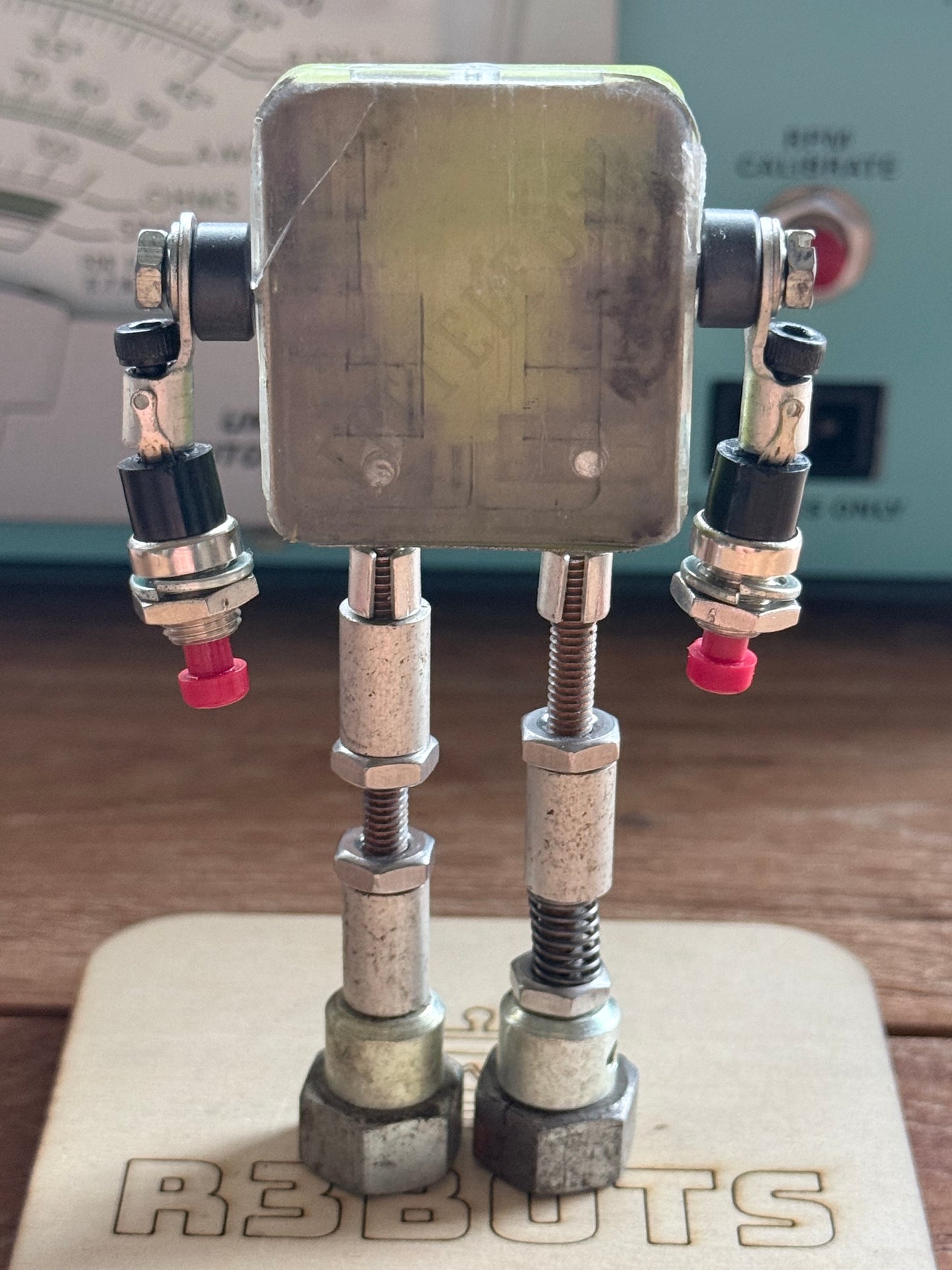Miniature Metal Robot Sculpture | Upcycled Industrial Art, 4" Desk Decor - R3BOTS