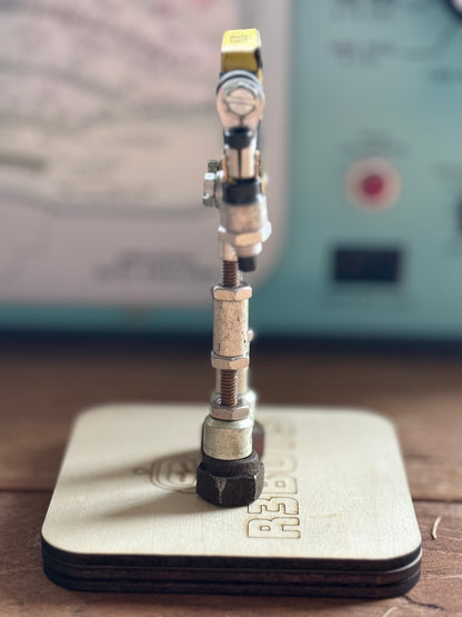 Miniature Buss Fuse Tin Robot Sculpture | Upcycled Industrial Art - R3BOTS