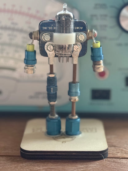 Handmade Vintage Robot Sculpture: ACME Fuse Tin Assemblage Art - R3BOTS