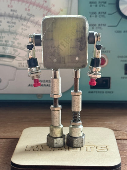 Miniature Metal Robot Sculpture | Upcycled Industrial Art, 4" Desk Decor - R3BOTS