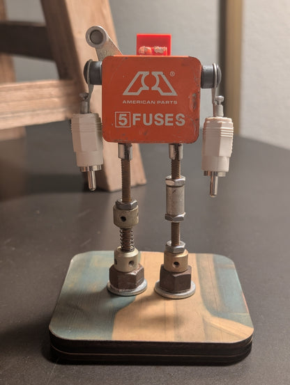 American Parts Fuse Tin Robot | Upcycled Industrial Art Sculpture